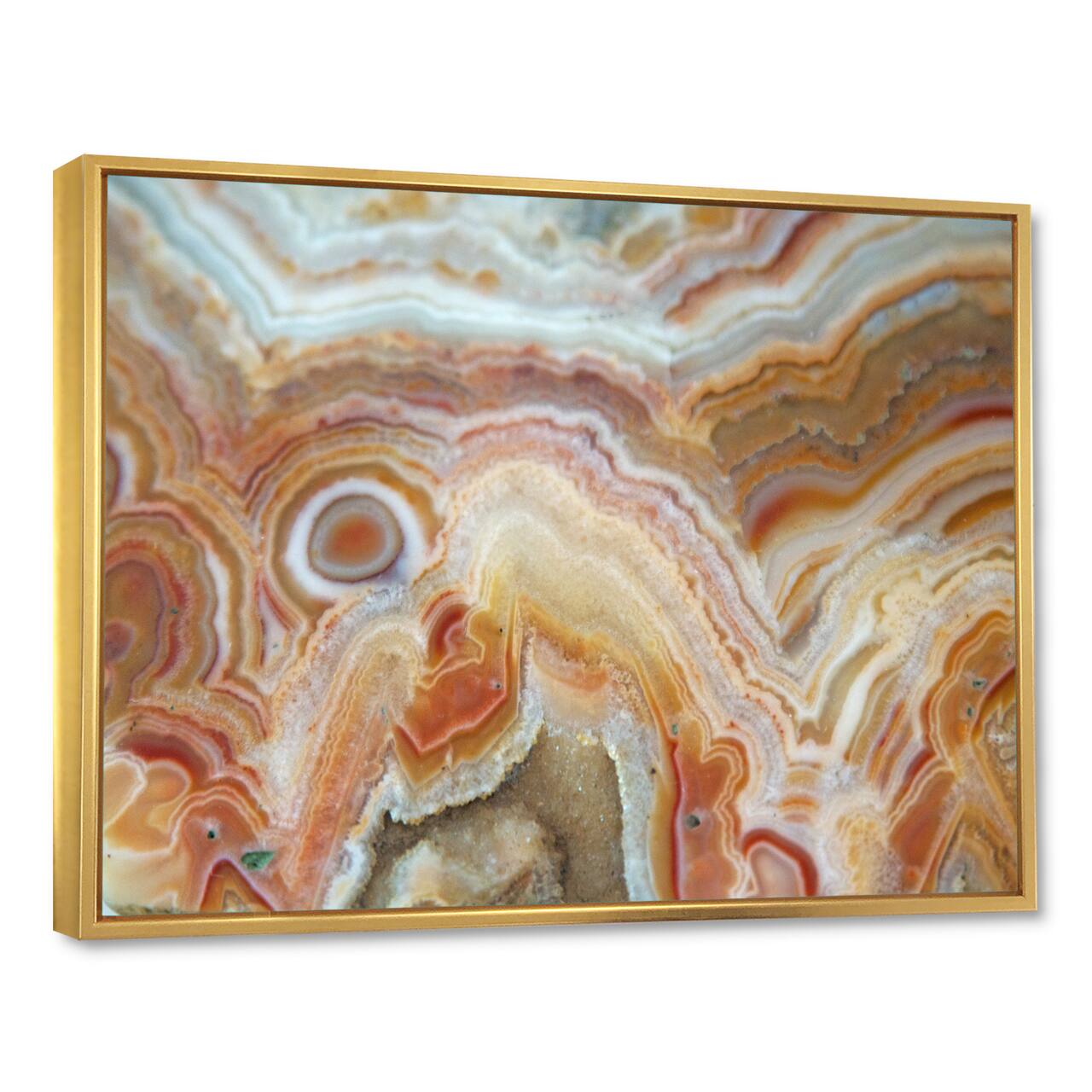 Designart - Strips and Ovals on Agate - Abstract Framed Canvas Wall Art Print